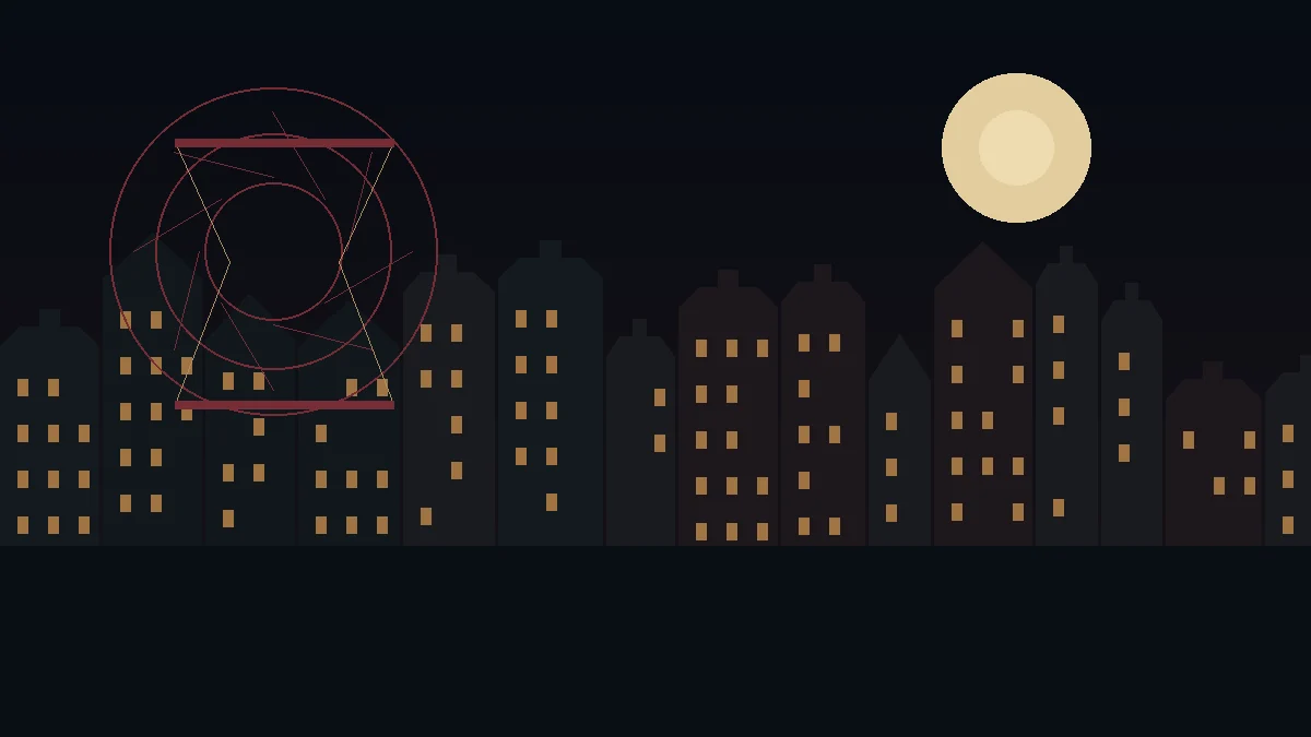 Original occult hourglass and Amsterdam skyline artwork